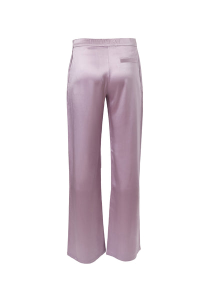 Flare Pleated Belted Pants In Snow Lilac