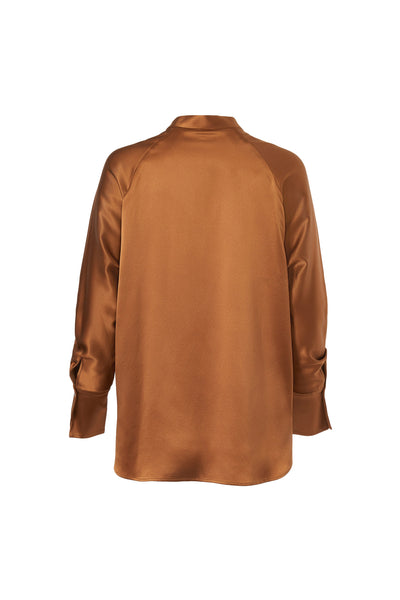 Crepe Band Collar Blouse In Copper