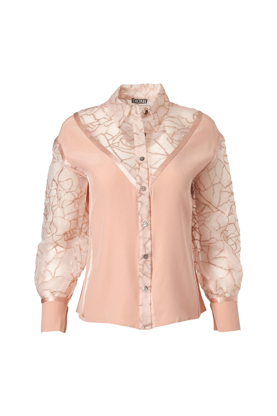 Embroidered Silk Cut Out Shirt in Rosy Pink