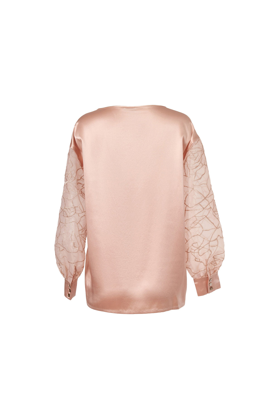 Oversized Silk Organza Embroidered Blouse in Rosy Pink