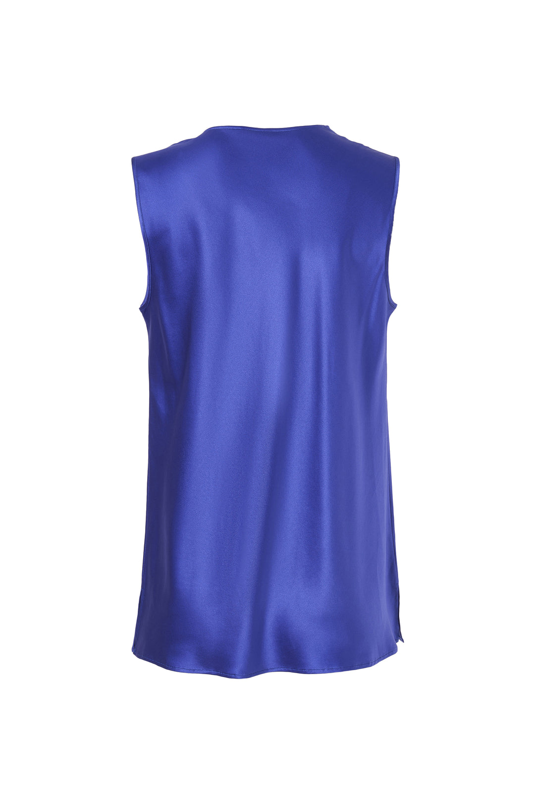 Silk Sateen Cowl Neck Blouse in Azure
