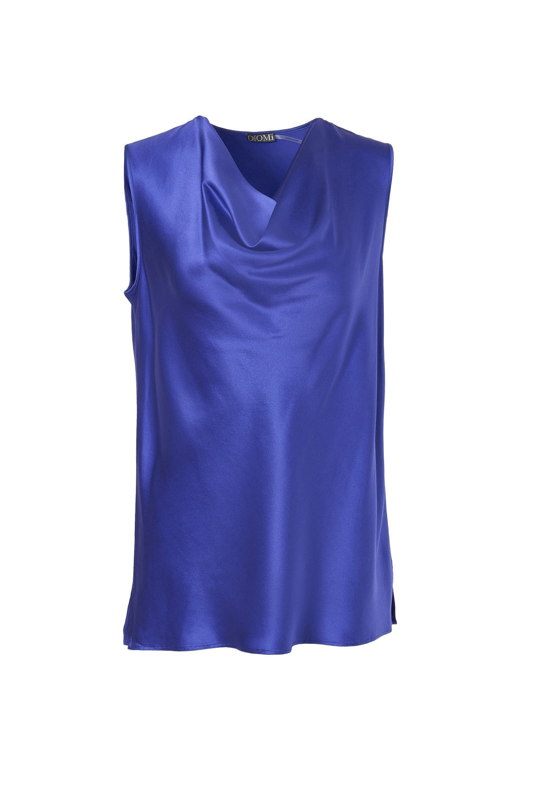 Silk Sateen Cowl Neck Blouse in Azure