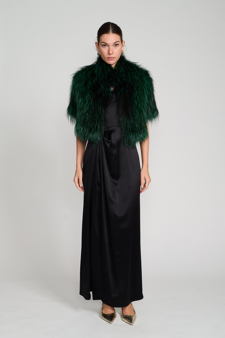 Knitted Fox Bolero Jacket in Emerald