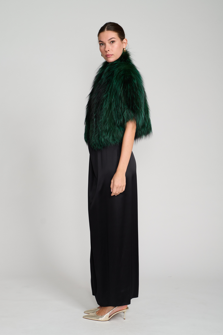 Knitted Fox Bolero Jacket in Emerald