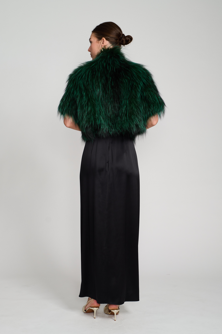Knitted Fox Bolero Jacket in Emerald