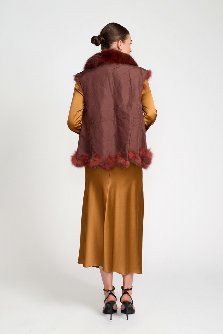 Relaxed Sleeveless Reversible Vest Rust