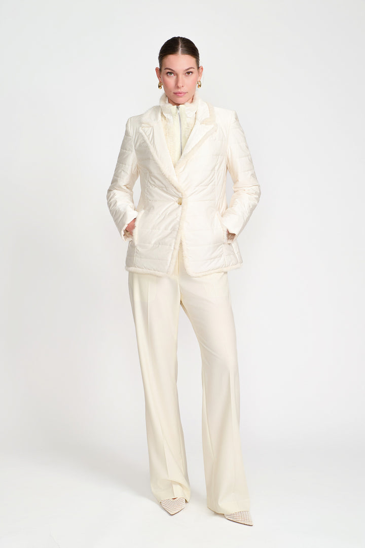 Quilted Nylon Mink Jacket In Ivory