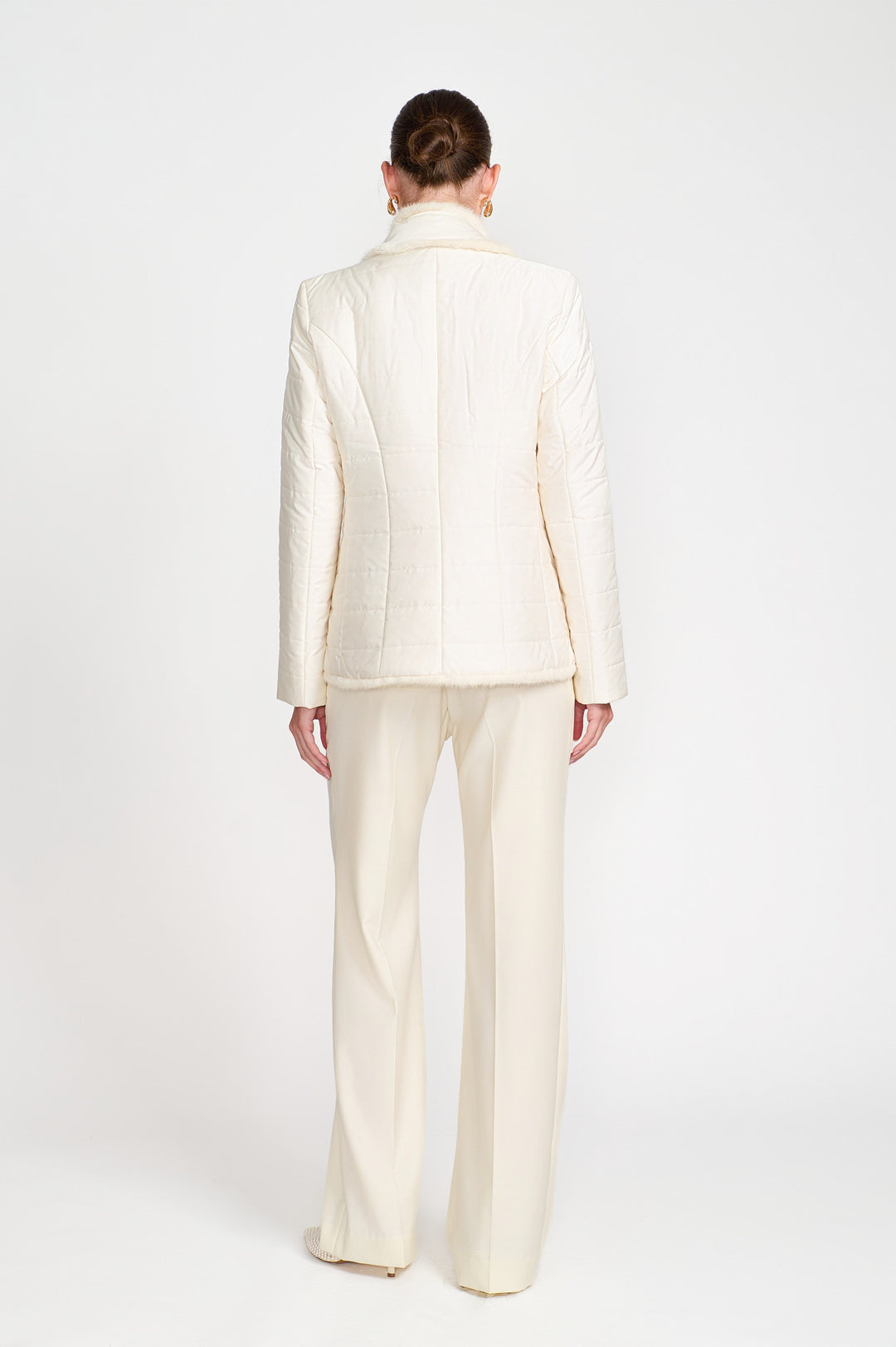 Quilted Nylon Mink Jacket In Ivory