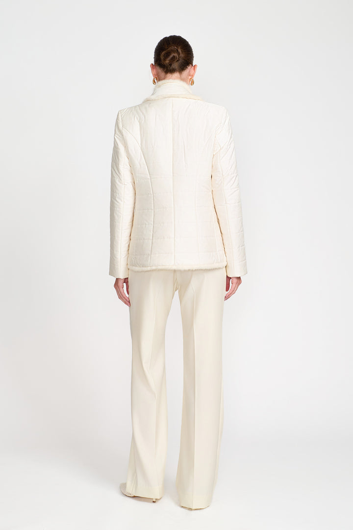 Quilted Nylon Mink Jacket In Ivory
