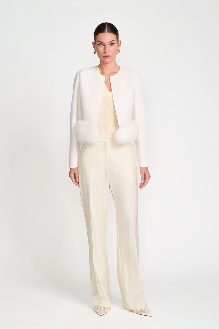 Cropped Wool Jacket with fox fur