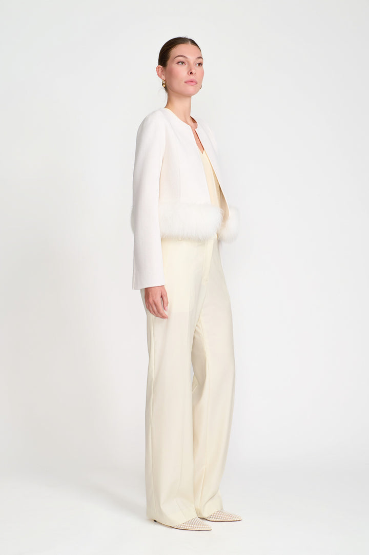 Cropped Wool Jacket with fox fur