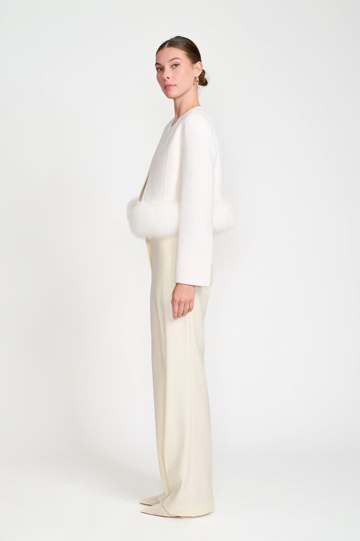 Cropped Wool Jacket with fox fur