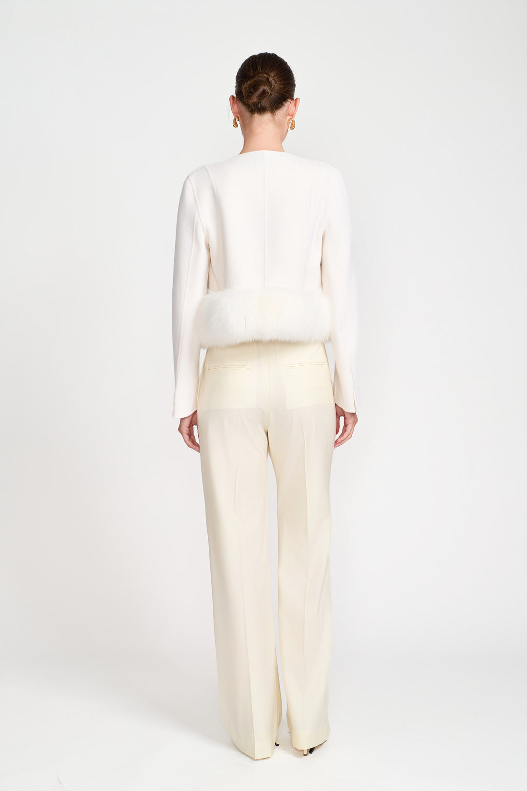 Cropped Wool Jacket with fox fur