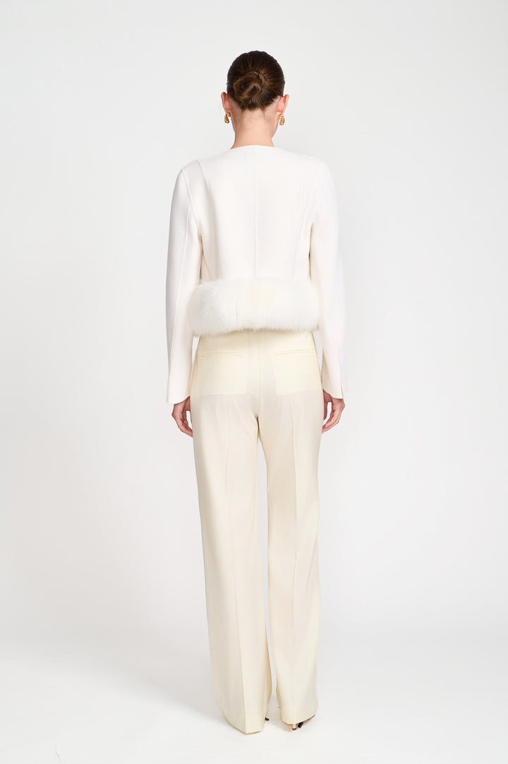 Cropped Wool Jacket with fox fur