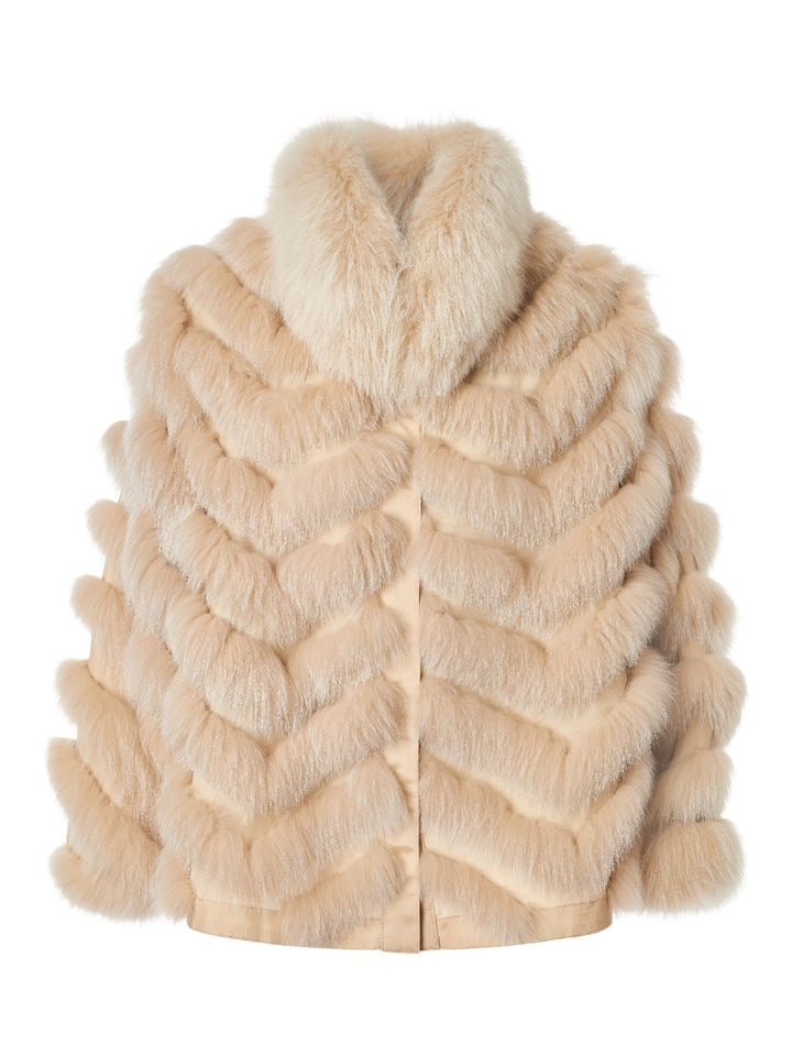 Silk Reversible Genuine Fur Jacket In Irish Cream