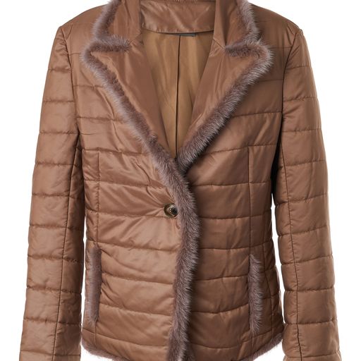 Quilted Nylon Mink Jacket In Ivory