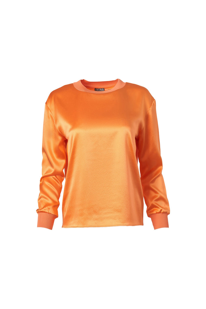 Silk Crew Neck Pullover Sun Touch Orange