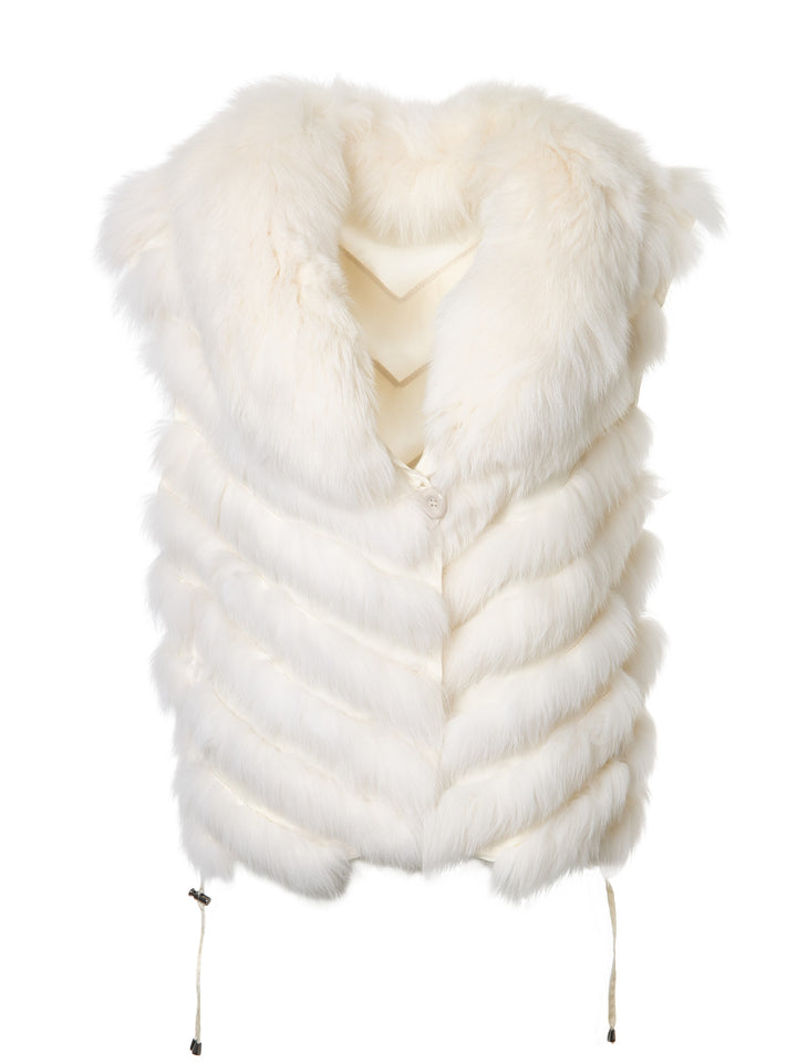 SILK REVERSIBLE SHORT VEST SOFT IVORY