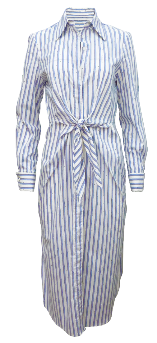 Long Sleeve Tie Front Shirt Dress