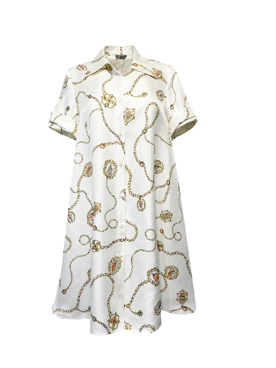 Silk Mini Shirt Dress in Summer Charm