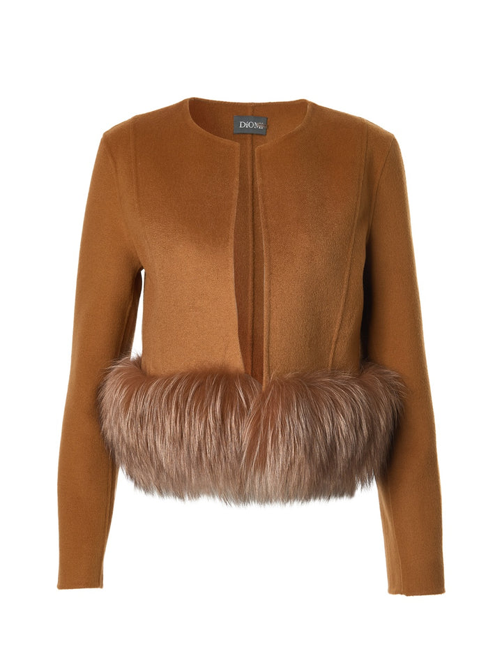 Cropped Wool Jacket With Fur Vicuna