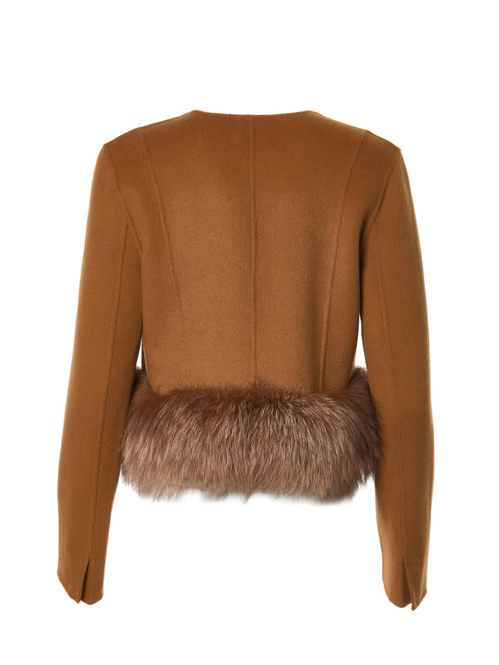 Cropped Wool Jacket With Fur Vicuna