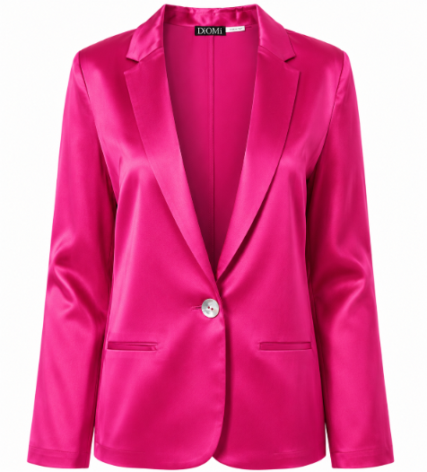 Single Breasted Silk Blazer Hot Pink