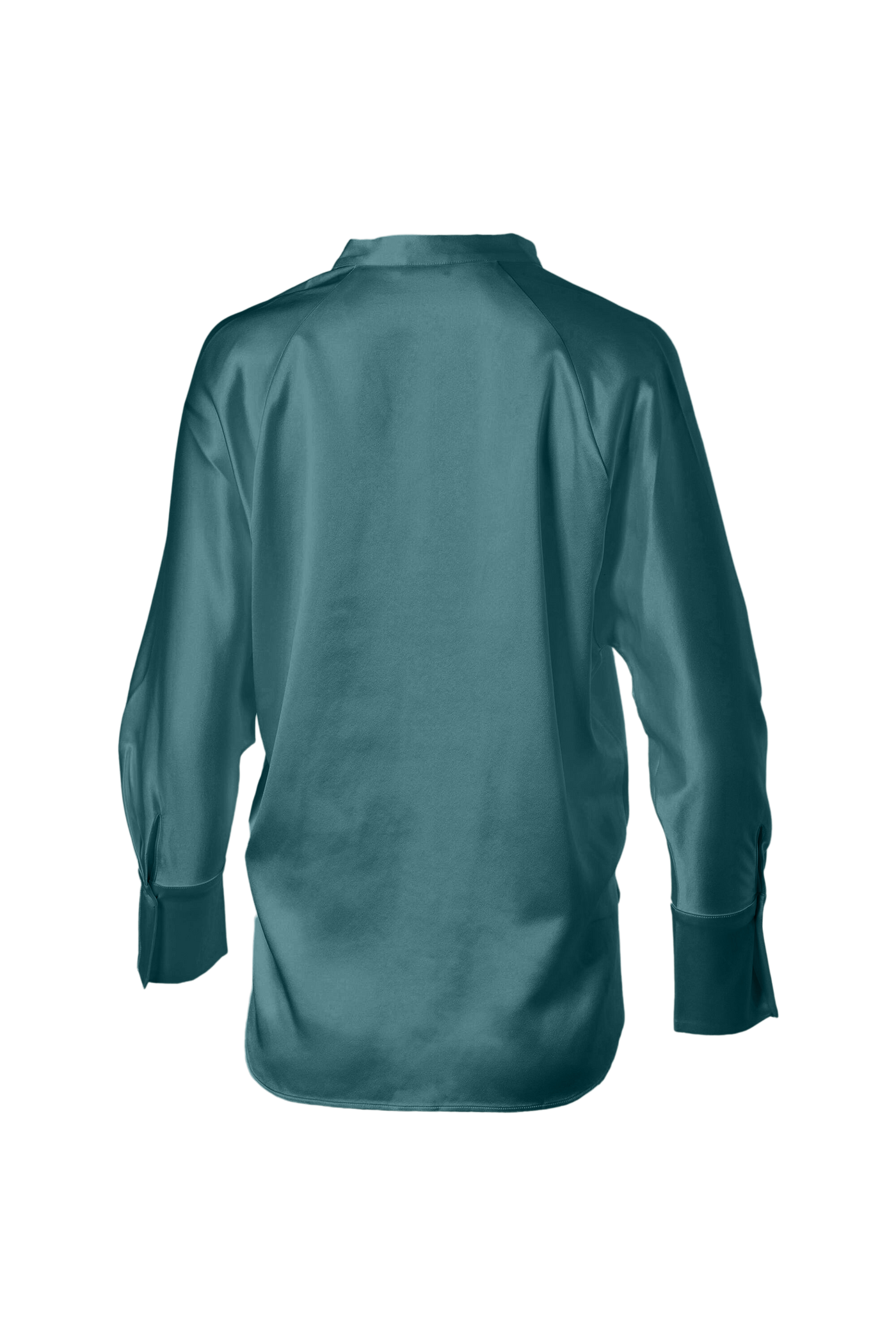 Crepe Band Collar Blouse In Forest Green