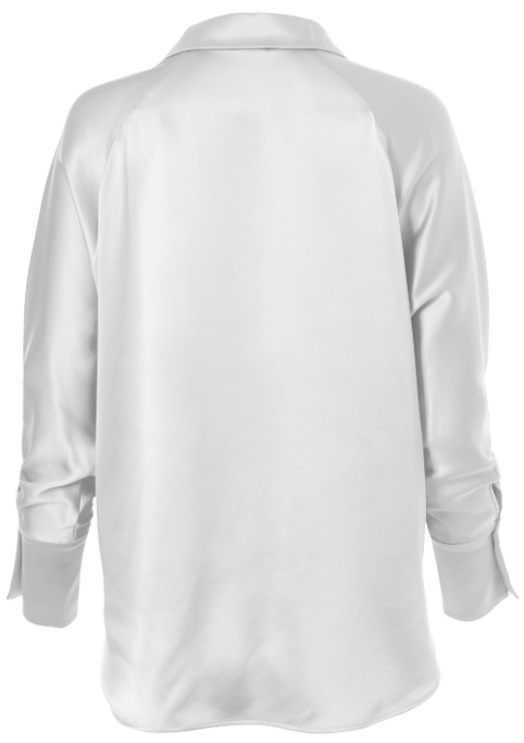 Silk Half Button Down Shirt In White