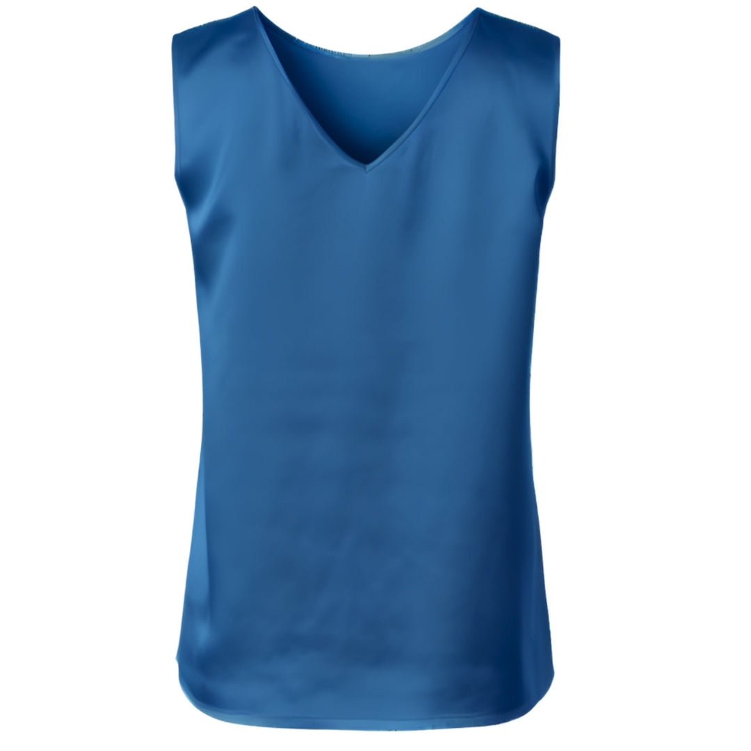 Sateen Reversible Tank Top In Blue Opal