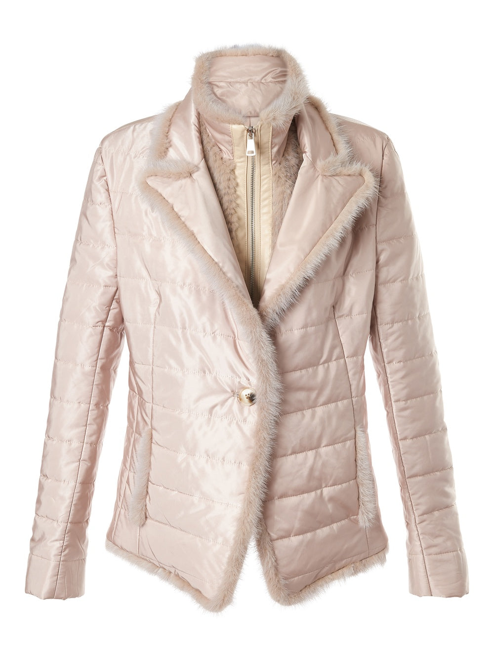 Nylon Jacket with Detachable Mink Bodice Cream