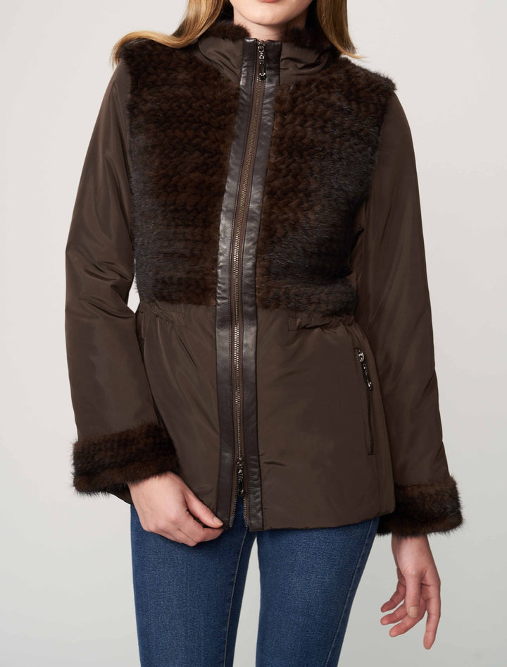 Knitted Nylon Jacket Brown