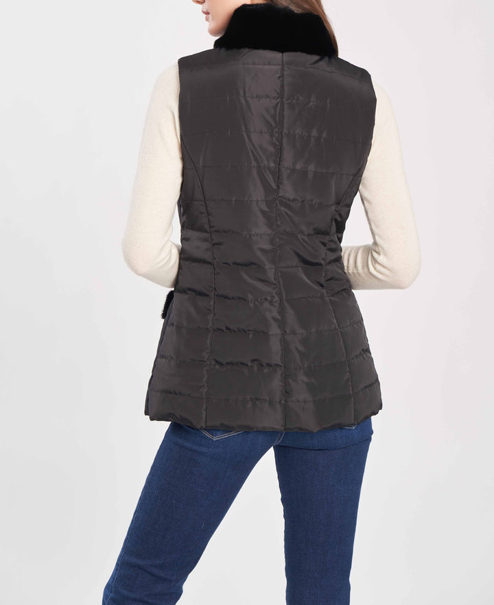 Nylon Mink  Padded Vest Black