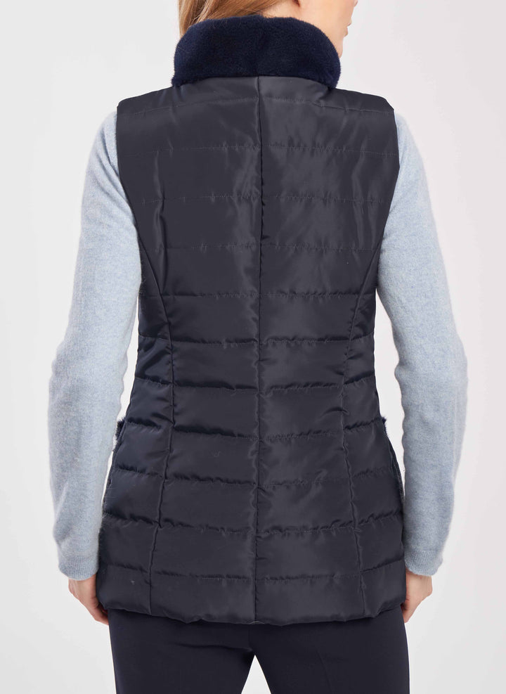 Nylon Mink  Padded Vest Navy