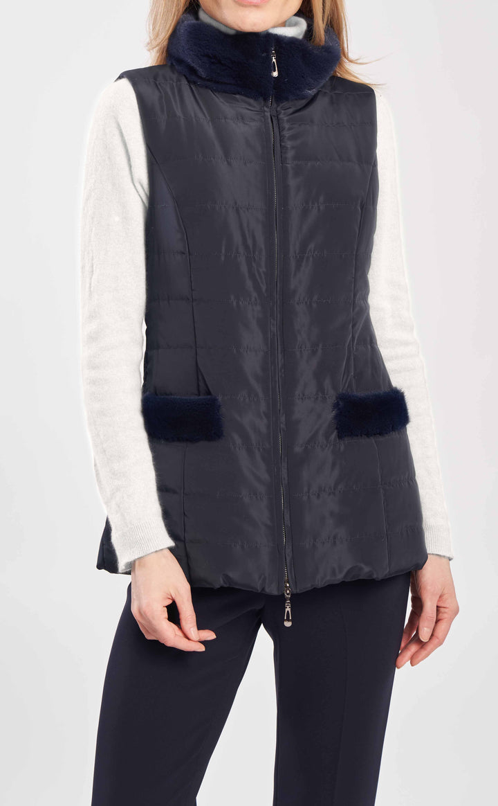 Nylon Mink  Padded Vest Navy