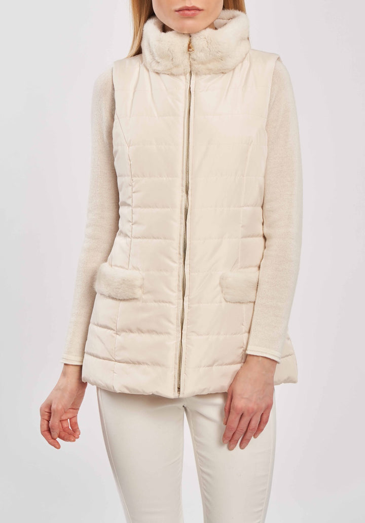 Nylon Mink  Padded Vest Ivory