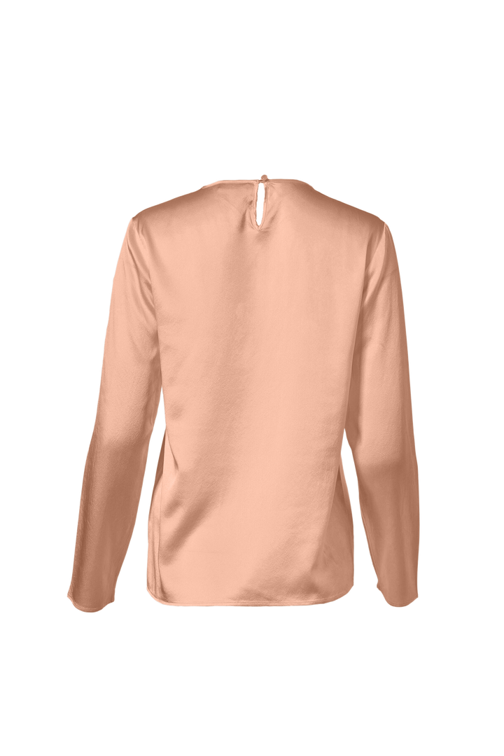 Sateen Silk Fitted Cross Blouse in Rosy Pink