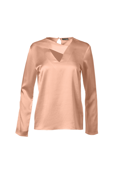 Cross Front Pleated Blouse In Rosy Pink