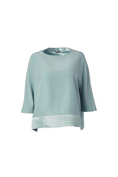 Boat Neck Blouse In Sea Foam
