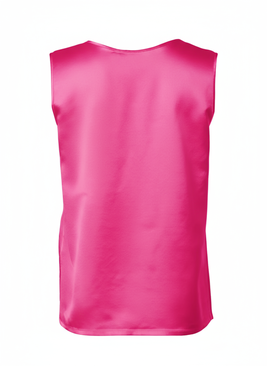 Silk Satin Reversible Tank Top in Hot Pink