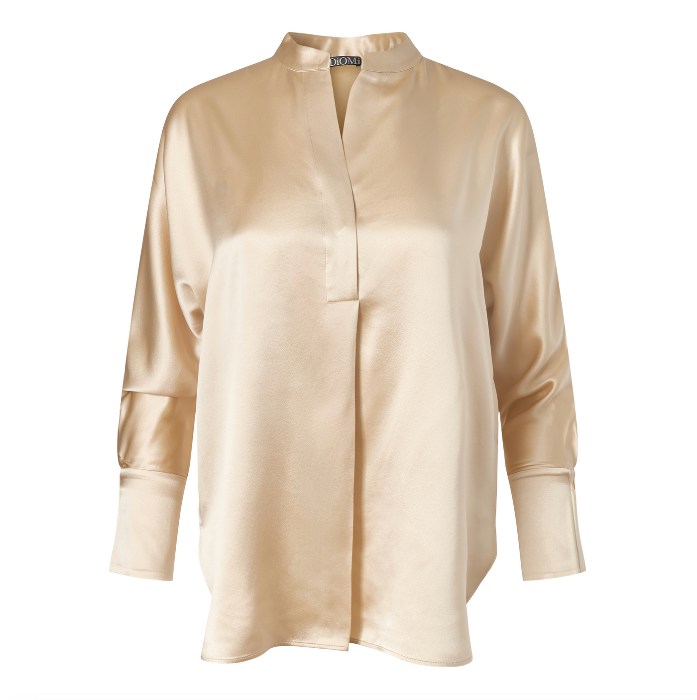 Crepe Band Collar Blouse In Champagne