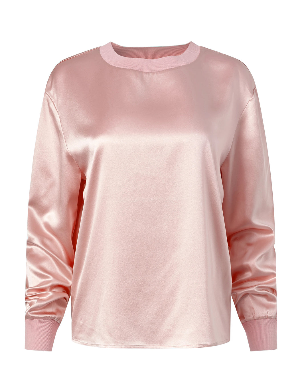 Pink satin sweatshirt on a white background