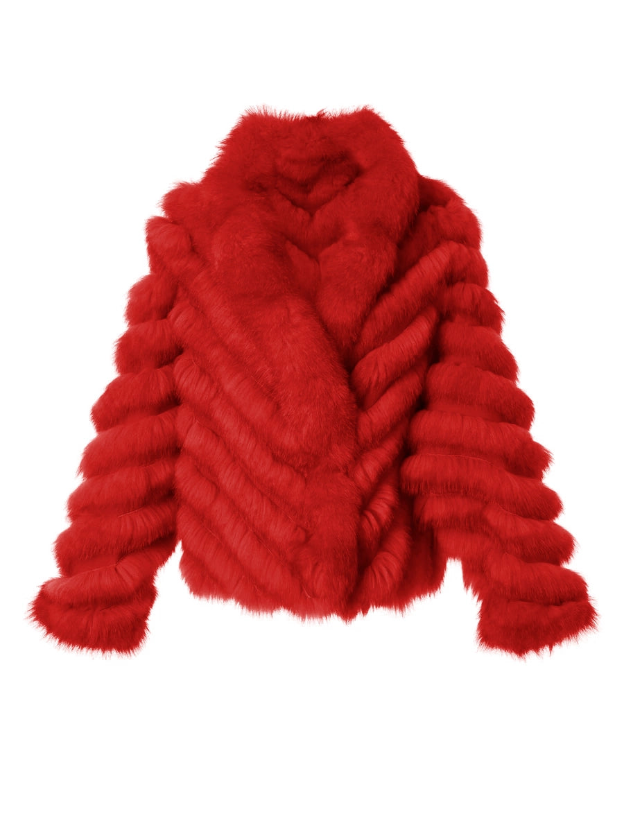 Silk Reversible Double Breasted Bomber in Red