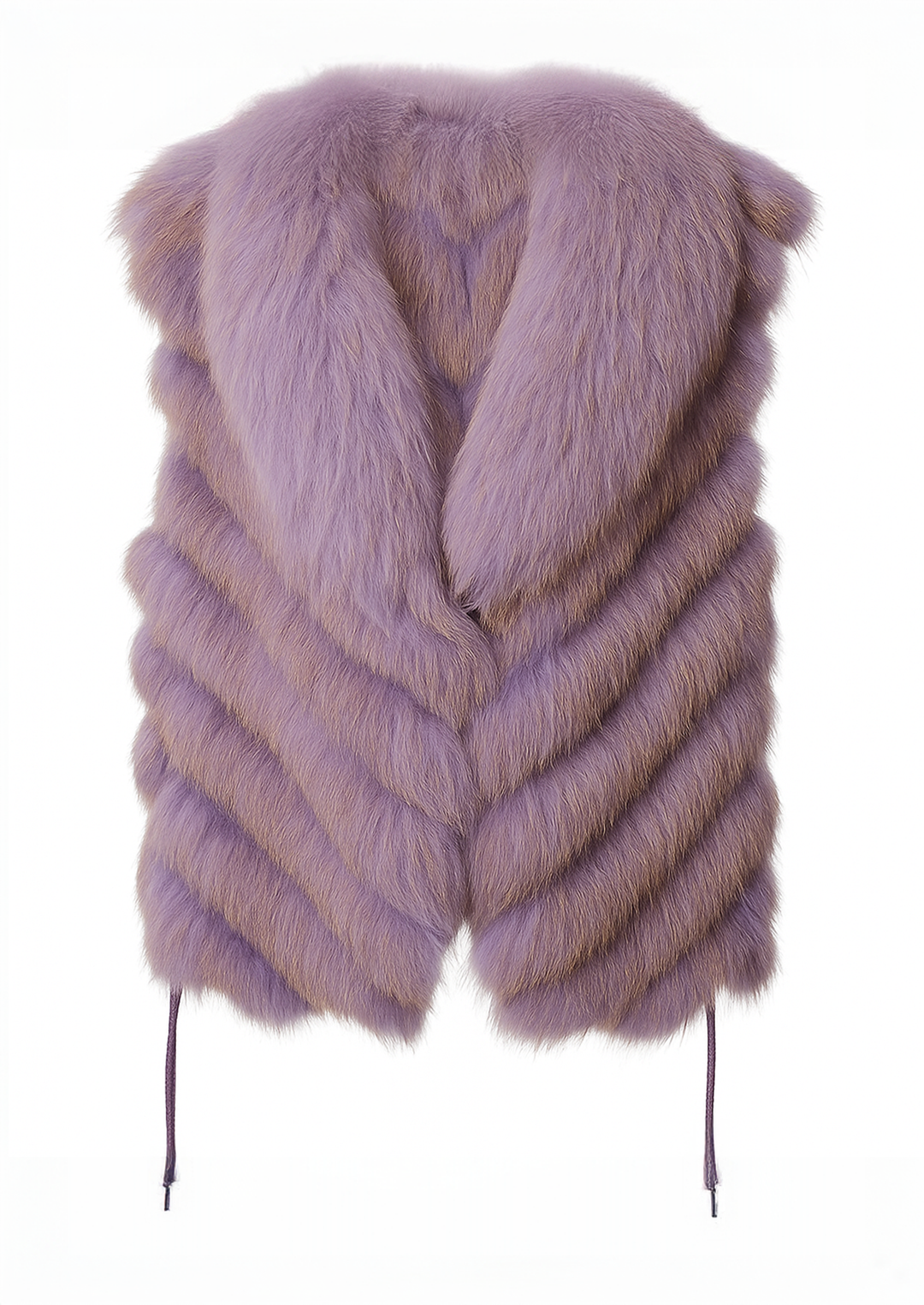 Silk Reversible Genuine Fur Short Vest in Lavender Sorbet