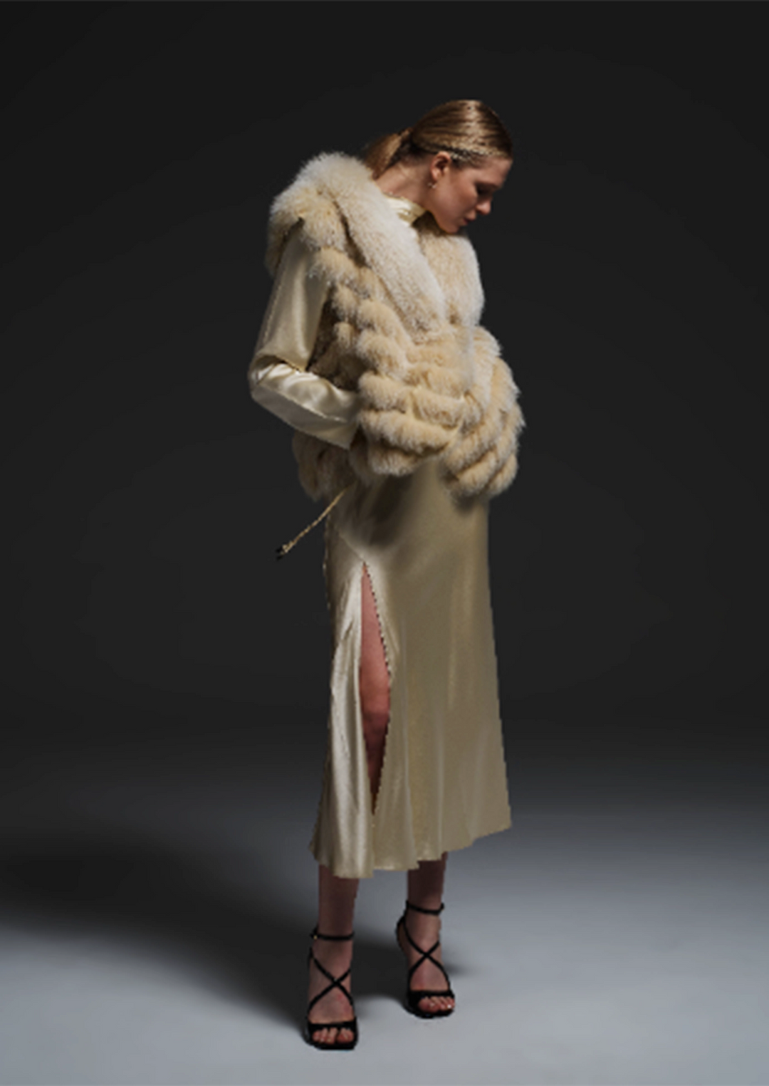 Silk Reversible Genuine Fur Short Vest in Pistachio