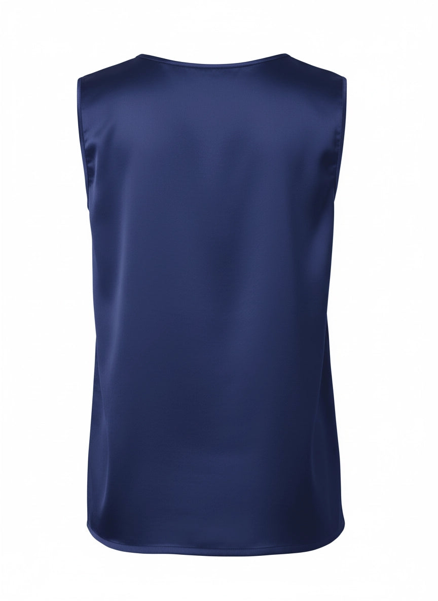 Silk Satin Reversible Tank Top in Indigo
