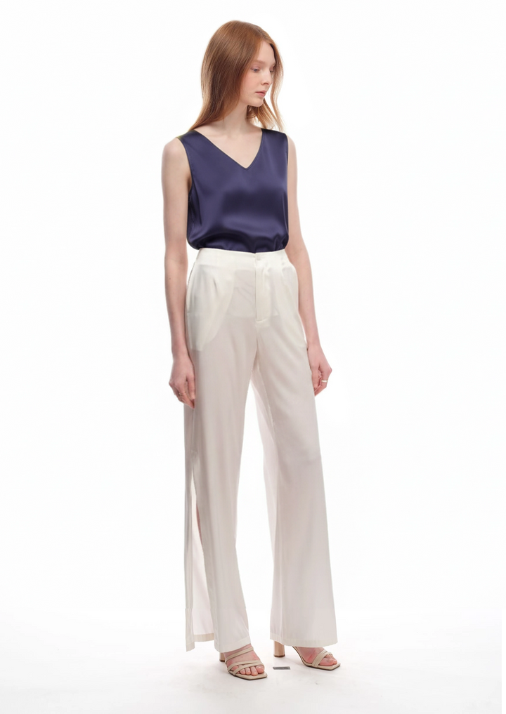 Silk Satin Reversible Tank Top in Indigo