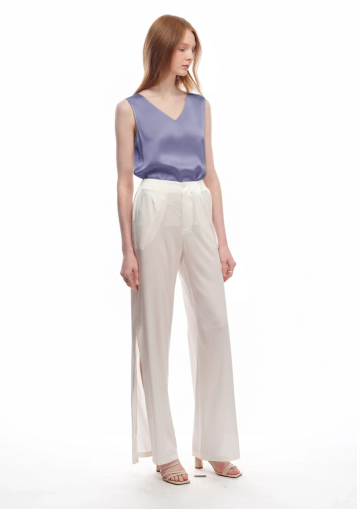 Silk Satin Reversible Tank Top in Pale Iris