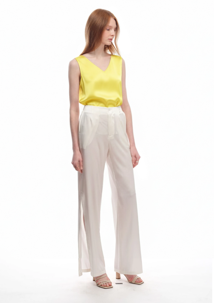Silk Satin Reversible Tank Top in Bright Yellow