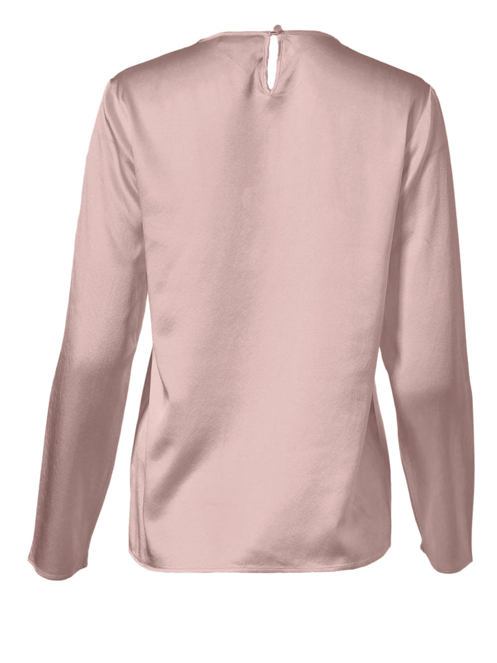 Sateen Silk Fitted Cross Blouse in Rosy Pink